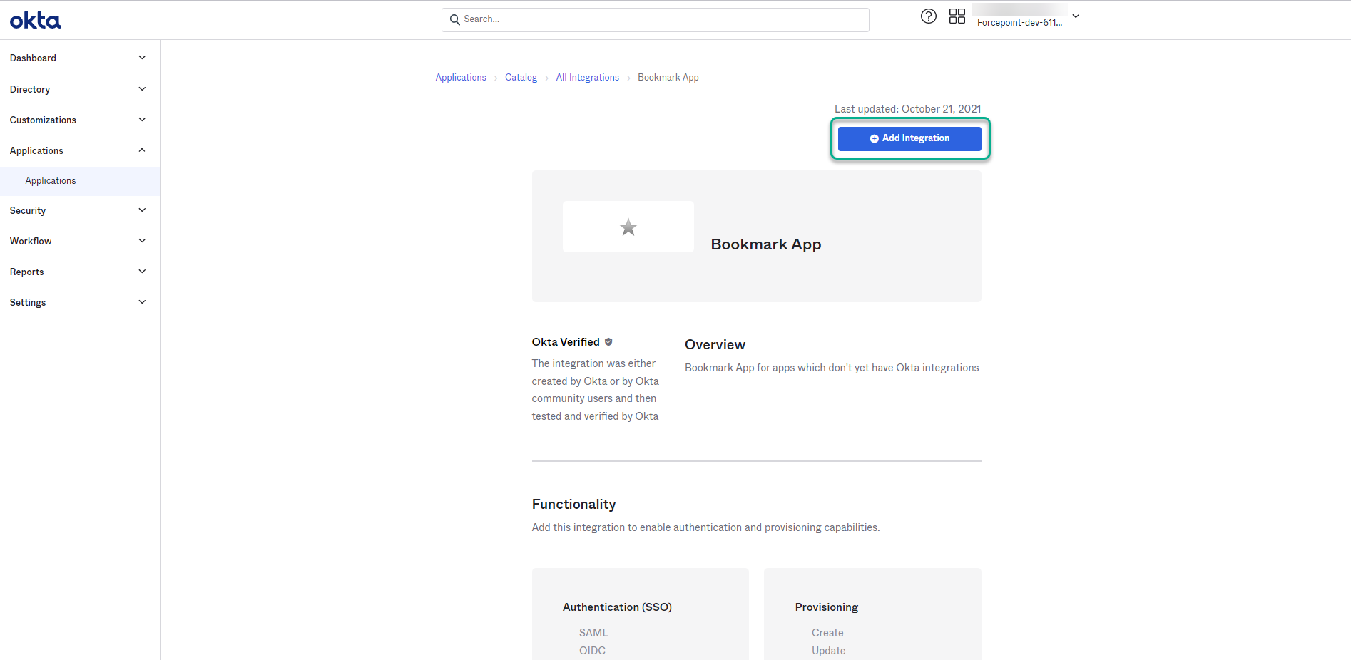Bookmark the application
